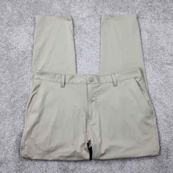 Rhone Commuter Pants Mens 36 Beige Golf Slim Fit Polyester Straight 30" inseam - Picture 1 of 15